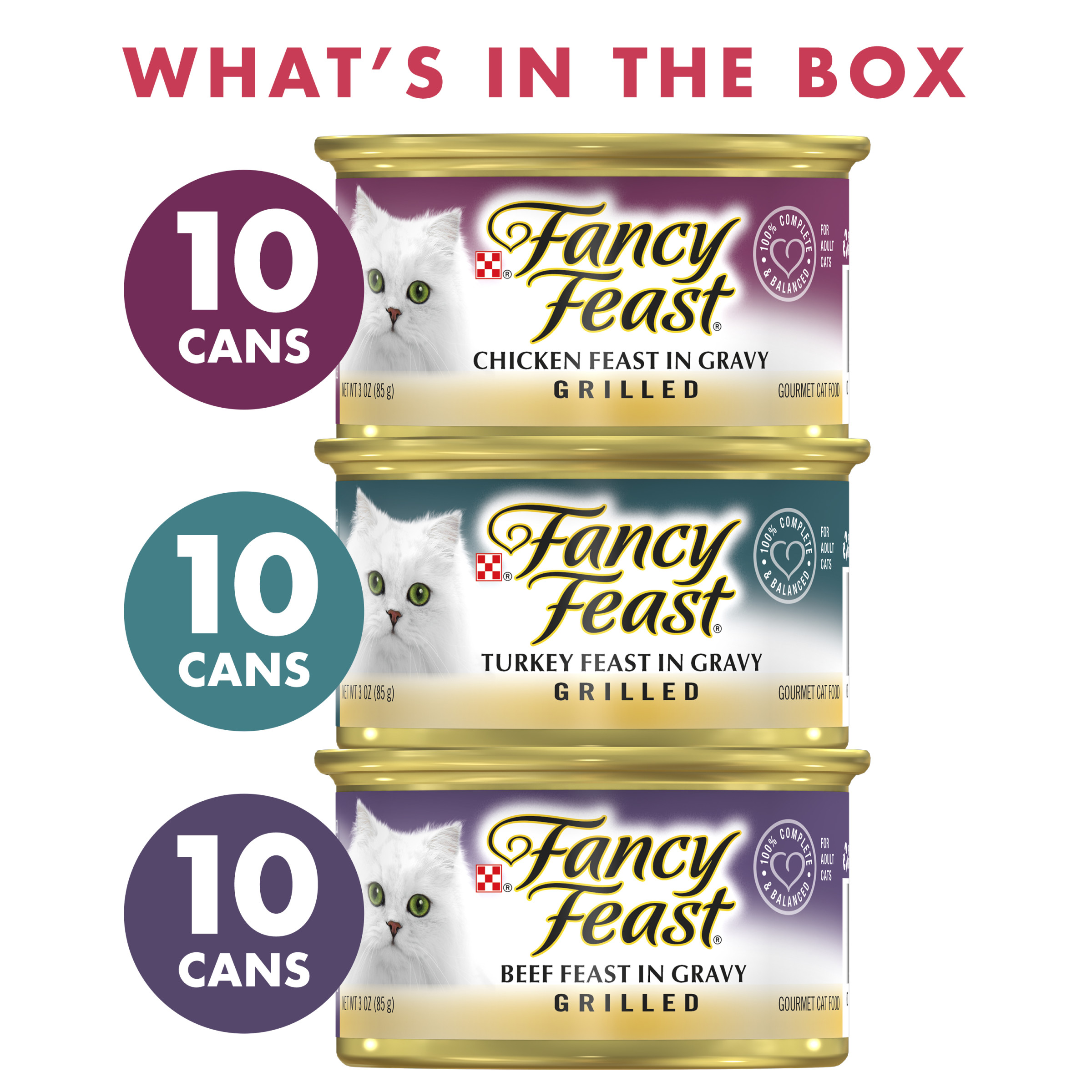 Purina Fancy Feast Wet Cat Food, Poultry & Beef Grilled Collection Variety Pack, 3 oz. Cans (30 Pack) - image 4 of 10
