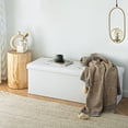 thumbnail image 5 of Camabel Folding Ottoman Storage Bench Cube 43 inch Hold up 700lbs Faux Leather Long Chest with Memory Foam Seat Footrest Padded Upholstered Stool for Bedroom Bed Coffee Table Rectangular White BG470, 5 of 7