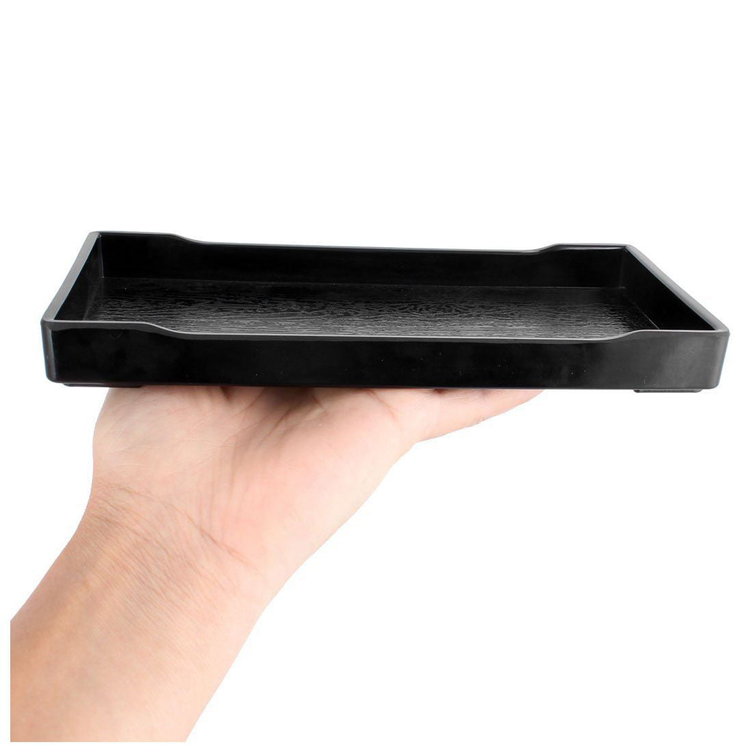 Plastic Rectangular Design Lunch Food Tray salver Black O6V5 