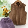 thumbnail image 5 of VNKIDY Women Outerwear Vests Solid Color Plush Warm Thermal Vests Autumn Winter Sleeveless Zipper Standing Collar Vest With Pockeys For Outdoor Wear Stylish Vests, 5 of 9