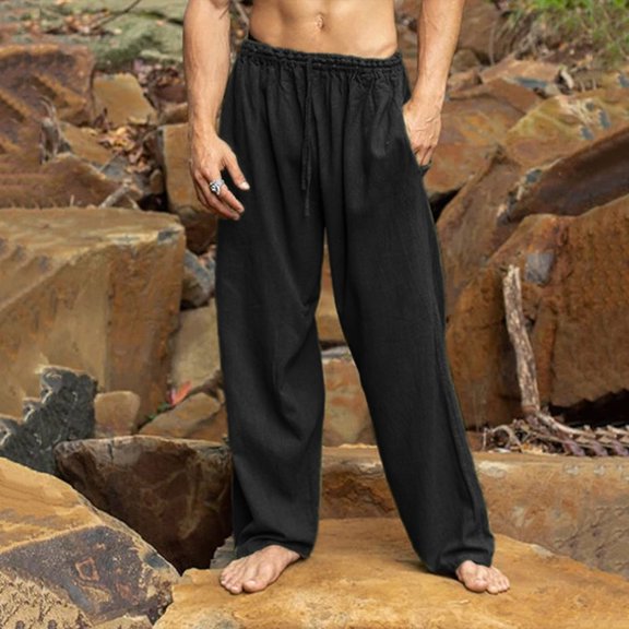 Akiihool Work Pants for Men Big and Tall Men's Relaxed Fit Casual Stretch Winter Pants (Black,3XL)