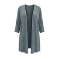 thumbnail image 4 of BUIGTTKLOP Cardigan Sweaters for Women Lighweight 3/4 Sleeve Open Front Mid Long Cardigan Ribbed Knit Casual Loose Outwear Jackets, 4 of 8