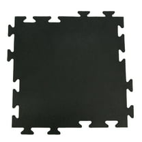 Rubber-Cal "Armor-Lock (Fitness)" Interlocking Rubber Tiles - 3/8 x 20 x 20 inch - Pack of 6 solid rubber tiles, 16.5 Square Feet Coverage - Black Gym Mats