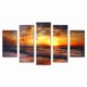 thumbnail image 1 of Juego de Cuadros Decorativos, Atardecer en la Playa, Estilo Paisaje Marino, 5 Piezas, Ideal para Salas y Recámaras, 150x80cm, 1 of 5