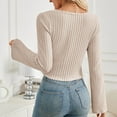 thumbnail image 5 of Annhoo Knitted Tops for Women Casual Long Sleeve Fall Blouses Cute Ruched Drawstring Slim Pullover Shirts, 5 of 7