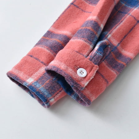 

Cathalem 2t Lightweight Puffy Coat Toddler Boys Girls Shirt Coat Jacket Plaid Long Sleeve Kids Turn Jacket with Thumb Holes Men Outerwear Red 3-6 Months