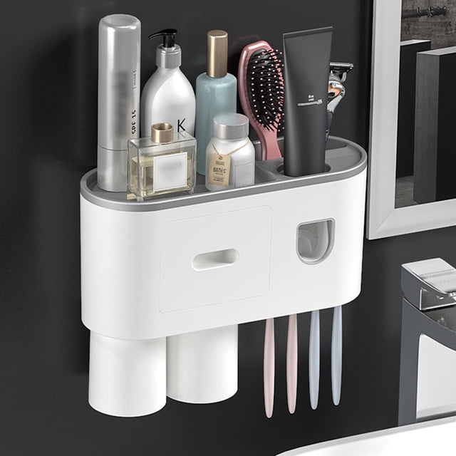 Dispensador de pasta de dientes para el hogar Estante de almacenamiento de cosméticos sin perforaciones para almacenamiento en el hogar Hugtrwg Para estrenar