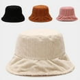 thumbnail image 5 of Corduroy Bucket Hat Solid Color Bucket Hat Thicken Fuzzy Bucket Hat Corduroy Fisherman Hat Hip Hop Hat Cute Basin Hat, 5 of 19