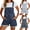 Blue, variant on Denim Rompers for Women Shorts Overalls for Women Denim Mini Overall Shorts Button Pockets Casual Streetwear Trendy Summer Romper Relaxed Fit Jean Shortalls for City Outings and Travel