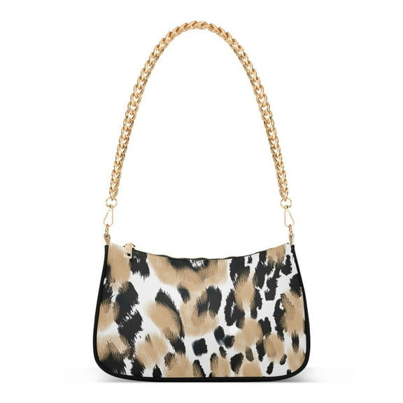 Animal Print Leopard Womens Chain Shoulder Bag Tote Handbag Clutch Hobo Purse with Zipper for Travel Casual
