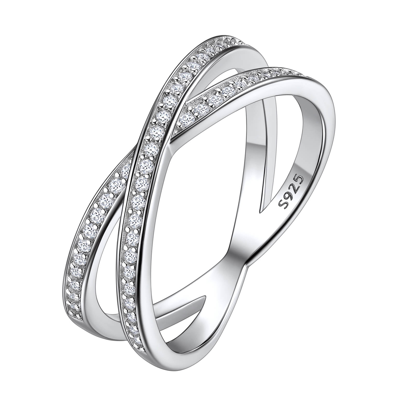 Suplight 925 Sterling Silver Eternity Rings Cubic Zirconia Simulated Diamond Stackable Wedding Engagement Bands for Women