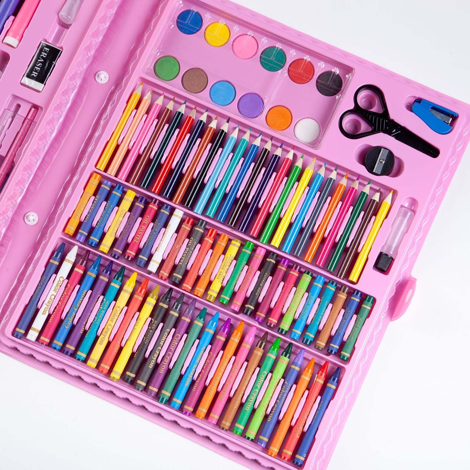 Pink 150 Piece Art Set For Kids Watercolor Brush Board Color Pen Painting Kit Children Drawing