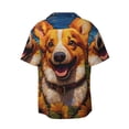 thumbnail image 6 of Lsque Artistic Sunflower Corgi print Men's Cuban Collar Short Sleeve Shirt Summer Beachwear Casual Button Down Fashionable Vacation Leisure Shirt-3X-Large, 6 of 7