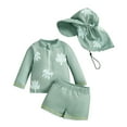 thumbnail image 2 of BemeyourBBs Toddlers Baby Boy Girl 3 Piece Swimsuit Infant Bathing Suit Turtle Swim Shirt Trunk Shorts Set and Sun Hat Long Sleeve Swimwear Sunsuit UPF 50+ Rash Guard, 2 of 10