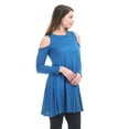 thumbnail image 2 of WT1438 Womens Long Sleeve Open Cold Shoulder Long Tunic Top XL Teal, 2 of 3