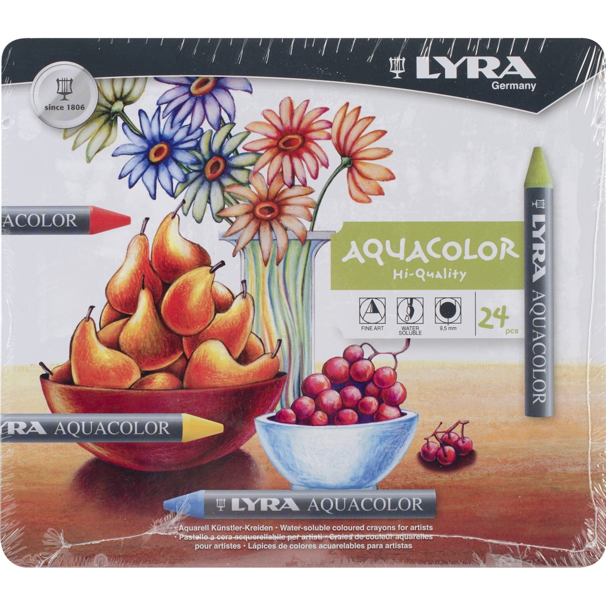 Lyra Aquacolor WaterSoluble Crayons 24/PkgAssorted Colors5611240