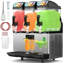 Joreek Commercial Slushy Machine 3 x 15L Slushy Maker Machine 210 Cups Stainless Steel Frozen Drink Machine & Margarita Machine with LED Light Perfect for Restaurants Bars Cafes Party