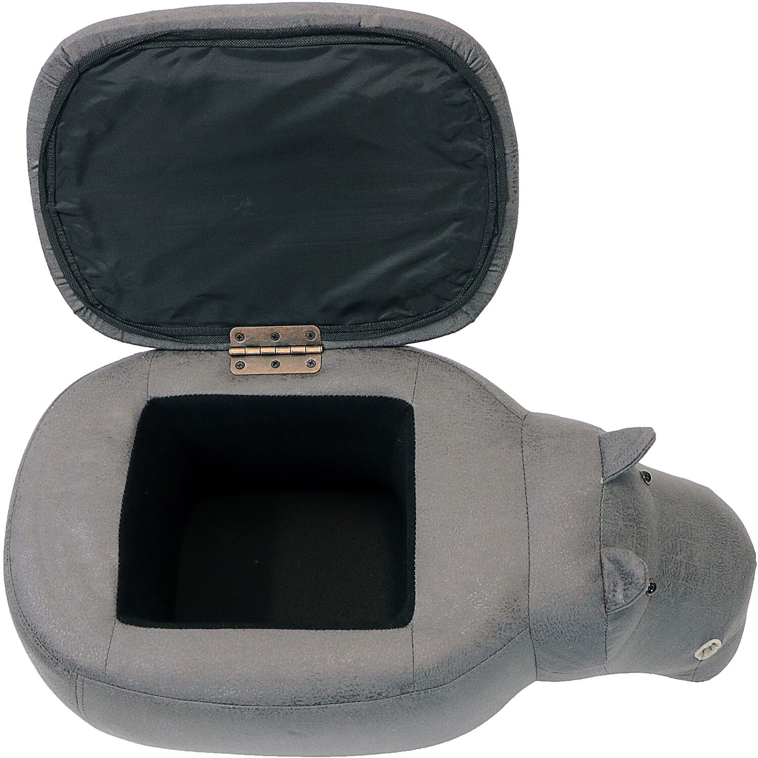 Critter Sitters 15-In. Seat Height Dark Gray Hippo Animal Shape Storage Ottoman - Furniture for Nursery, Bedroom, Playroom, and Living Room Decor