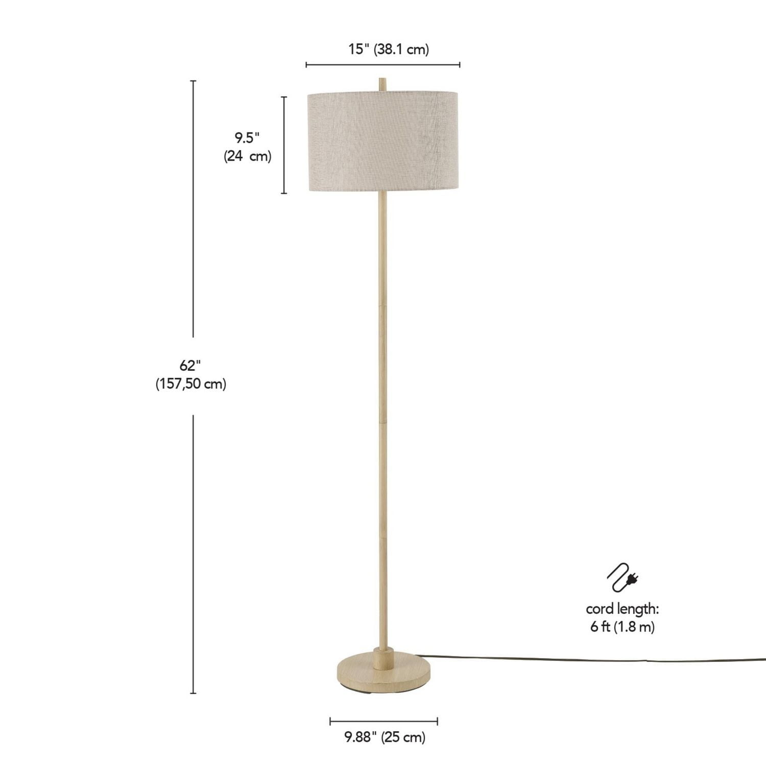 Cove 62" Light Faux Wood Floor Lamp with Jute Shade