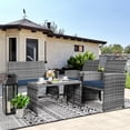 thumbnail image 2 of Walsunny 4-Piece Patio Rattan Furniture Set with Cushions & Tempered Glass Tabletop, Dark Blue, 2 of 12