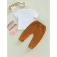 thumbnail image 4 of Bagilaanoe 2pcs Toddler Baby Girl Boy Long Pants Set Letter Print Short Sleeve T-shirt Tops + Trousers 6M 12M 18M 24M 3T Kids Casual Outfits, 4 of 8