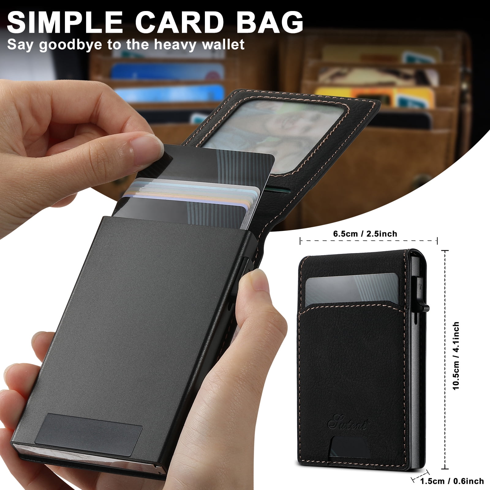 ELEHOLD for iPhone 16 Pro Case, Compatible with Mag Safe Accessory, 2 in 1 Detachable Magnetic Wallet Card Holder Faux Leather Men Women Kickstand Shockproof Case,Black