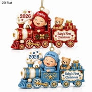 Baby's First Christmas Ornament, Personalized Toy Train Acrylic Ornament with Name and Year, Cute Baby Shower Keepsake Gift