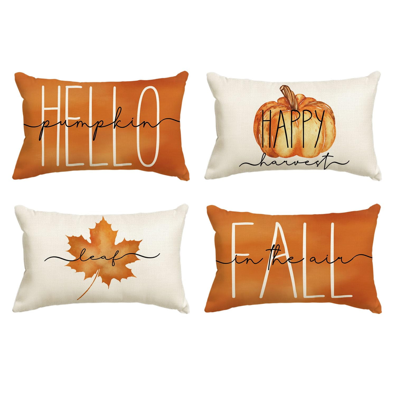 Artoid Mode Fall Throw Pillow Covers 12 x 20 Set of 4 Maple Leaf Hello Pumpkin Blue
