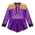 thumbnail image 6 of TiaoBug Kids Girls Circus Ringmaster Cosplay Jumpsuit Sequins Tassel Lion Tamer Stage Performance Costume Purple 8, 6 of 7