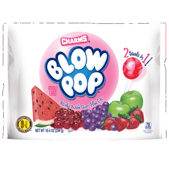 Charms Blow Pops, Assorted Flavored Gluten Free Lollipops, 10.4 oz 1pack