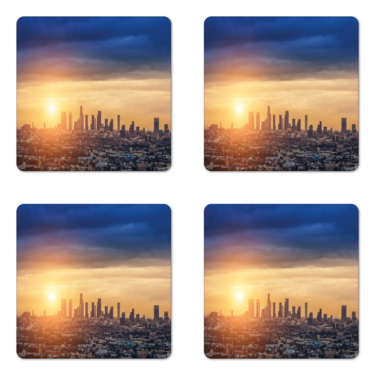 City Coaster Set of 4, Sunrise at Los Angeles Urban Architecture