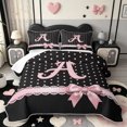 thumbnail image 2 of Manfei Letter A Print Quilt Full,Pink Dreamy Bow Full Bedspread Sets,3pcs,1 Coverlet and 2 Pillowcases, 2 of 7