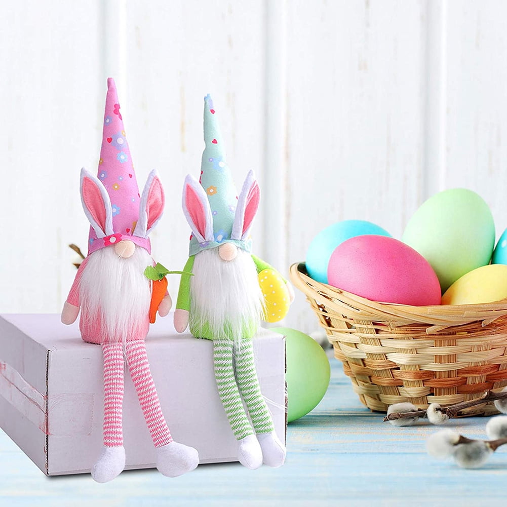 Kepooman 2 Pack Long Leg Plush Elderly Bunny Gnome Doll for Holiday Decor Gifts, Green + Pink Kepooman 2 Pack Long Leg Plush Elderly Bunny Gnome Doll for Holiday Decor Gifts, Green + Pink