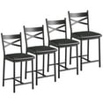 thumbnail image 1 of Juego de 2 o 4 Taburetes Altos para Barra de Cocina Tapizados en Terciopelo Gris Suave - Respaldo en X con Estructura Dorada y Reposapiés - Modernos y Cómodos, 1 of 15