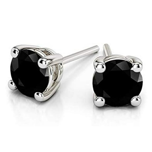 Paris Jewelry 14k White Gold 0.5 Ct Black Diamond Stud Earrings Jewelry Gift for Women plated
