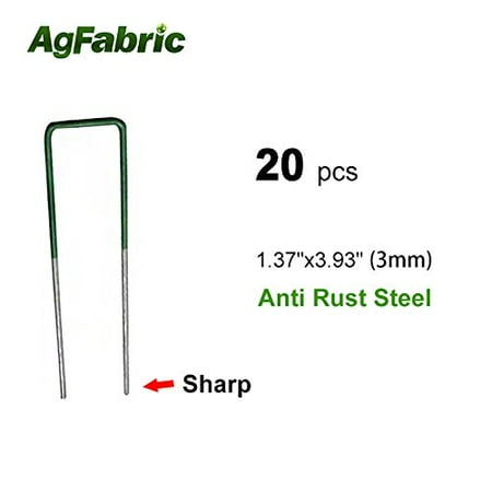 Agfabric 20-Pack Anti-Rust Galvanized Ground Staples Heavy-Duty Steel Sod Stakes Anchor Pins U-Shaped Garden Securing Pegs for Securing Landscape Weed Fabric