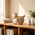 thumbnail image 7 of Lumulena Hand-Painted Resin Cat Figurine, Boho Folk Art Cat Statue with Tassel, Multicolor Decorative Ornament for Shelf Mantel and Desk, Handmade Painted Art Pattern Decorative Ornaments, 7 of 7