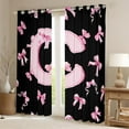 thumbnail image 3 of Feelyou Kawaii Monogrammed C Black Out Curtains for Teen, Black Pink Bow-tie Curtains Pack of 2 (42x63 Each), Cartoon Princess Bow Bedroom Curtains, Curtains and Drapes Room Decor, 3 of 7