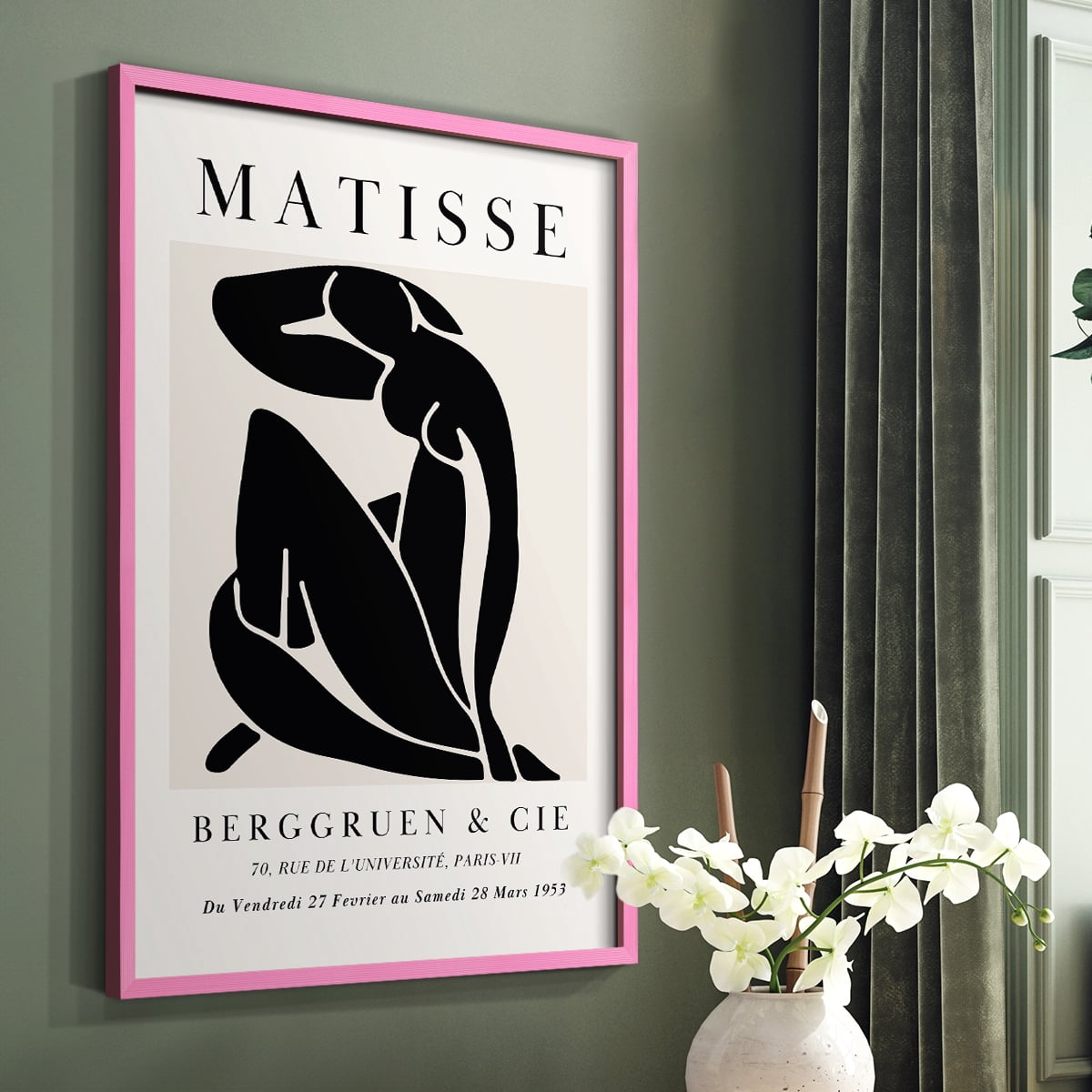 Matisse CDXC in Pink Solid Wood Framed Print No Nail Hanging