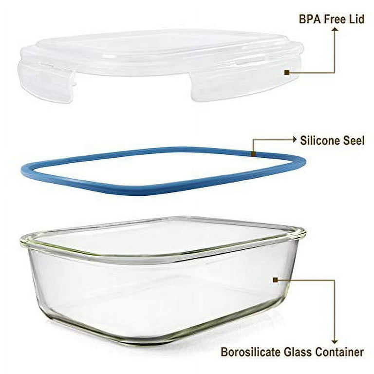 Large Glass Food Storage Containers with Locking Lids, 4-Pack