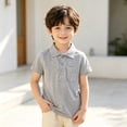 thumbnail image 6 of Boys' School Uniform Short Sleeve Polo Shirt, Button Closure, Comfortable & Soft Pique Fabric 1-15Y, Gray, 100, 6 of 6