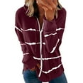 thumbnail image 1 of LoyisViDion Coat Womens Hoodie Striped Full Zip Long Sleeve Lightweight Sweatshirts Jacket Coat Wine 8(M), 1 of 3