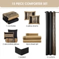 thumbnail image 6 of Lanco Elegant Black and Gold Comforter Set, 15 Piece Room-in-A-Bag, Queen Size , Striped ,Bedding Set, All Season, Matching Decorative Pillows, Pillow Sham , Curtains, 6 of 7