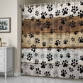 thumbnail image 5 of Animal Paw Print Shower Curtain, Dog Claws Pattern Brown Gray White Wooden Striped Waterproof Shower Curtain Set with 12 Hooks Lightweight Bath Curtains Fabric Bathroom Decor 48x72 Inches, 5 of 9