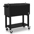 thumbnail image 3 of 80QT Rolling Ice Chest, Portable Bar Drink Cooler with Catch Basin, Bottom Storage Tray and Bottle Opener for Patio Party BBQ Beach Activities, 3 of 14
