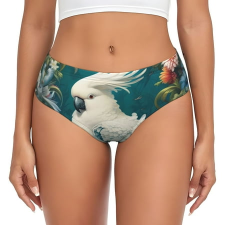 Womens Underwear - Tropical Parrot Floral Artwork No Show Seamless Underwear for Women  Soft Stretch Womens Panties  Hipster Ladies Panties Bikini Underwear Briefs