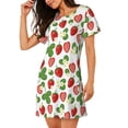 thumbnail image 2 of Kdxio Strawberry Pattern Womens Short Sleeve Sleepshirt Scoopneck Cute Nightdress Ruffle Comfy Nightgown, 2 of 6