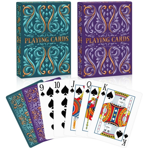 Sinekong Premium Playing Cards, Poker Size Standard Index, 2 Pack(Blue&Purple)