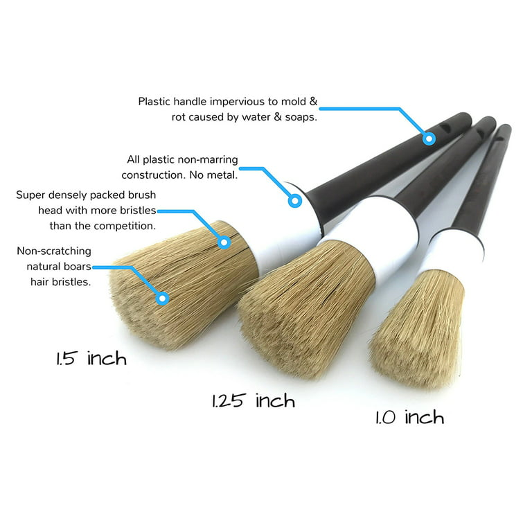 BMLEI 5pcs Car Detailing Brushes Set, Boars Hair Auto Car Detail Brush Kit  No Scratch, Ultra Soft Car Duster Brushes Perfect for Interior, Exterior