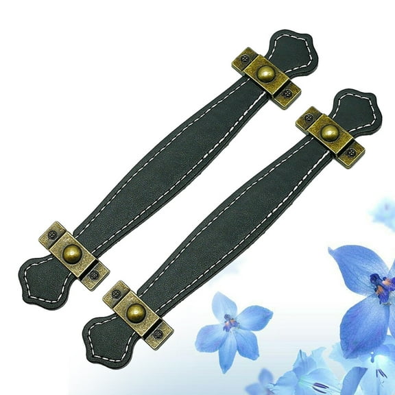 LEORX Suitcase Handles Door Handle Black Pu Leather Zinc Alloy 2Pcs